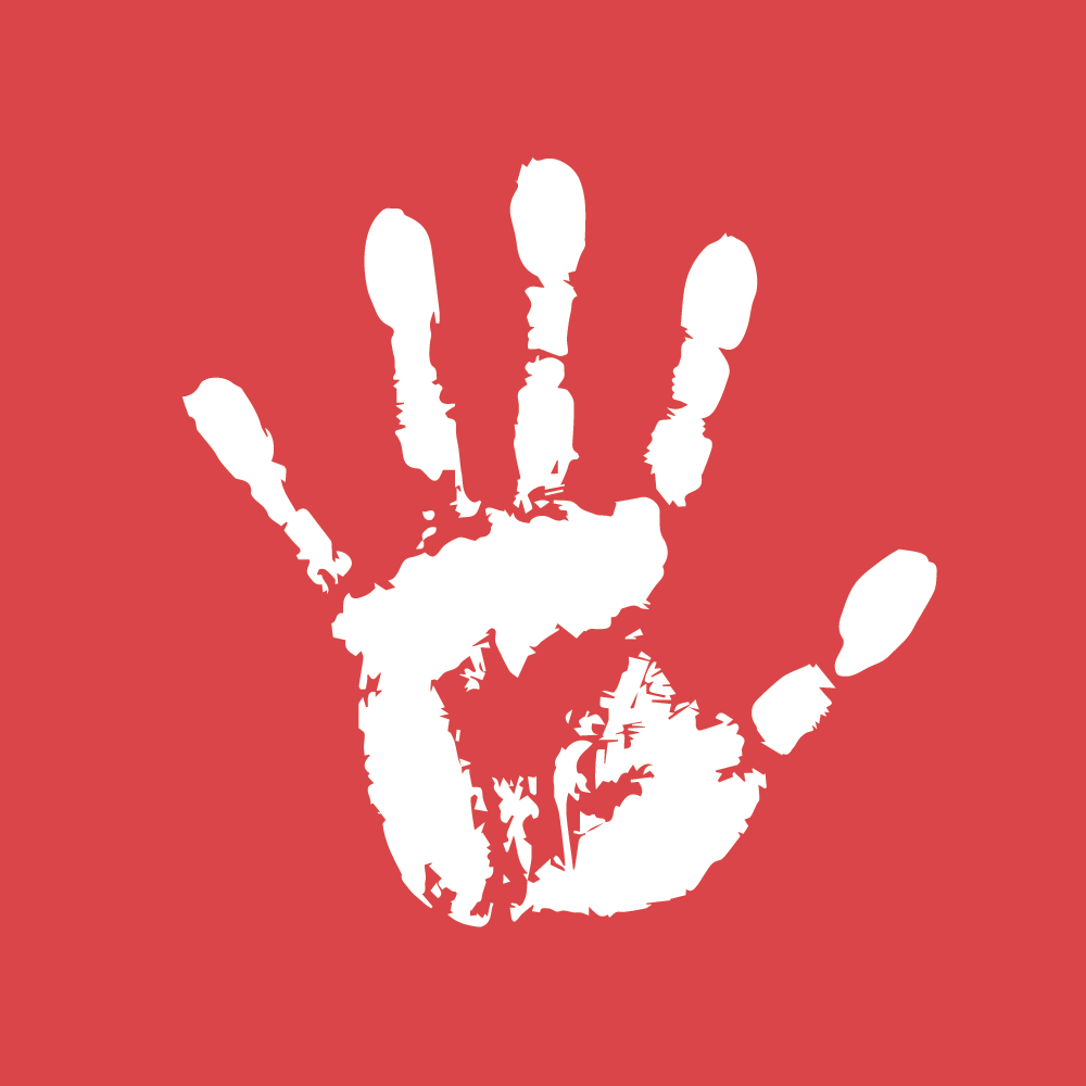 Main blanche sur fond rouge